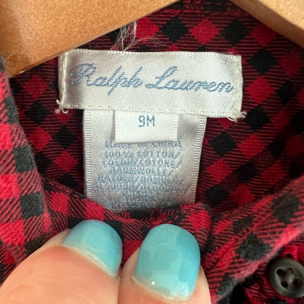 SOLD Ralph Lauren Buffalo Plaid Button-Down Shirt Size 9 Months - Picture 4 of 4